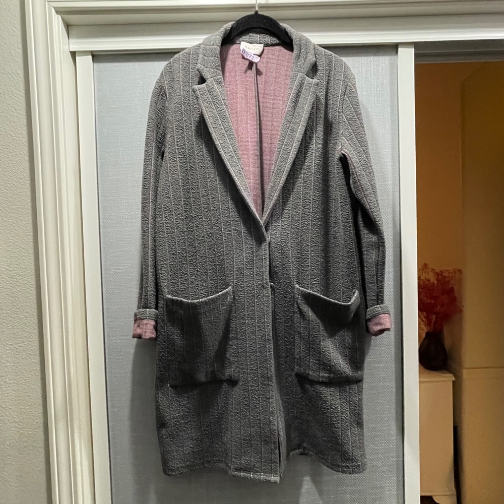 Anthropologie Harlyn duster blazer gray jacket med